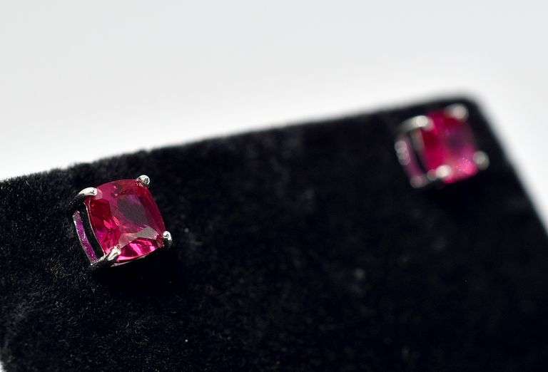Bright Pink Stone Earrings in Sterling Silver 1.1grams