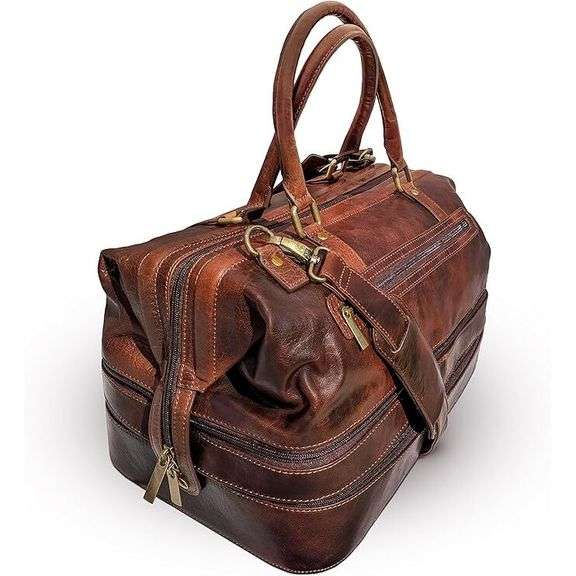 Premium Leather Duffel Bag Travel Luggage