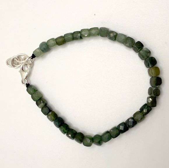 Hand made European gem stone silver braclet. Size 7"