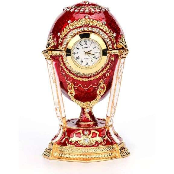 Hand-Painted Trinket Box with Vintage Clock