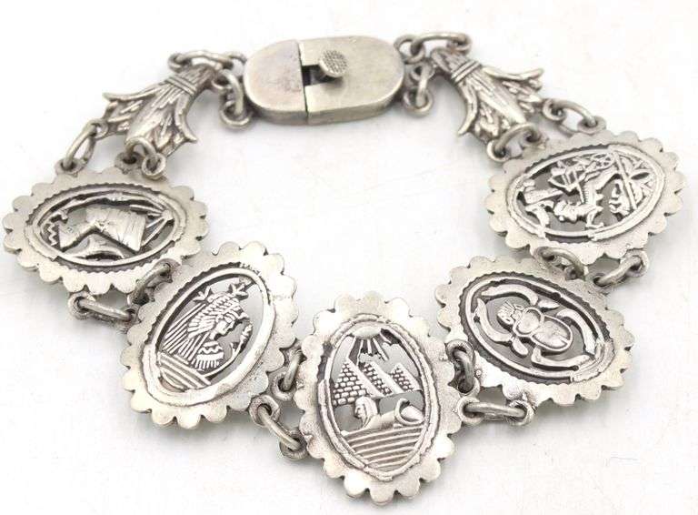 Art Deco Egyptian 925 sterling silver bracelet