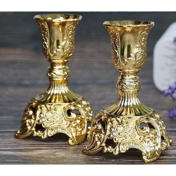 Set of 2 Engraved Taper Candle Holders