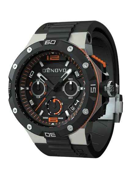 DeNovo Swiss Made men’s watch, 100m Water resistance, Rubber strap