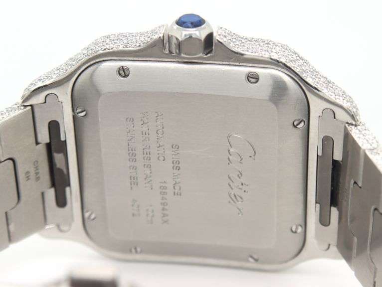 Cartier Santos 2 tone watch with after markets diamonds