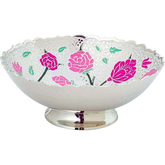 Footed Pedestal Centerpiece Brass Bowl Art