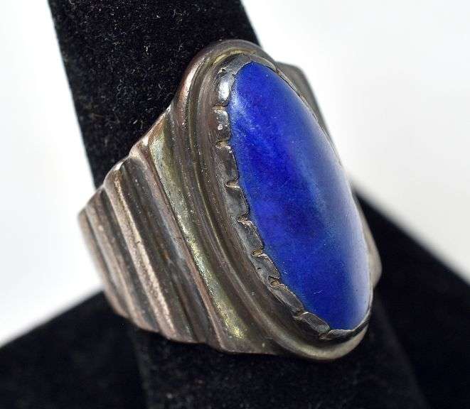 Oval Lapis Lazuli ring in Sterling Silver 14.6grams Size 8 1/4