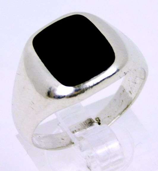 Men's Sterling Black Onyx Ring, Size 11.5