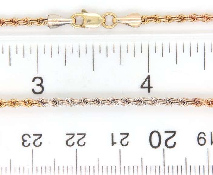 10kt Yellow and white gold rope chain necklace