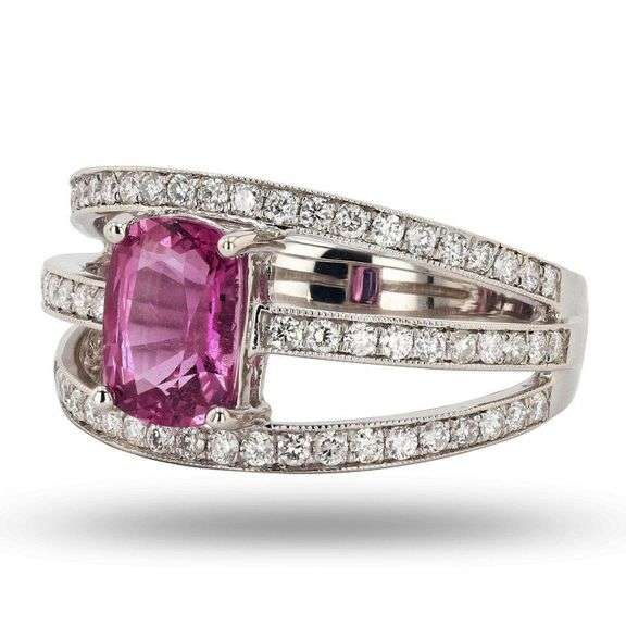 PLATINUM PINK SAPPHIRE AND RING 2.32 C.T.W.