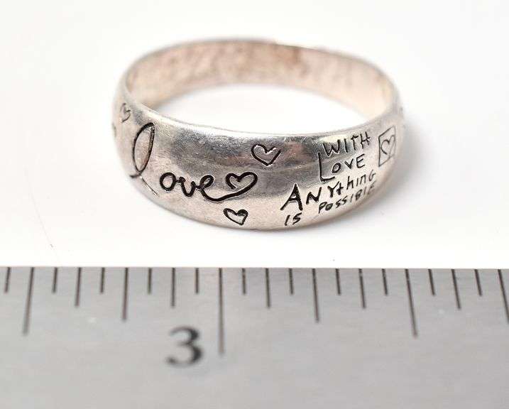 Scripture Font Love Ring in Sterling Silver 2.9grams Size 8.5