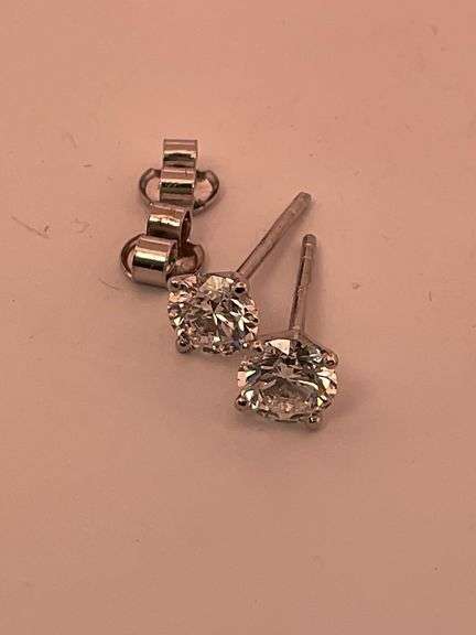 14KT SOLID WHITE GOLD DIAMOND STUD EARRINGS