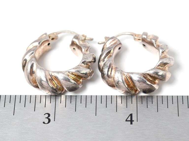 Twist Hoop Earrings in Sterling Silver 7.3grams
