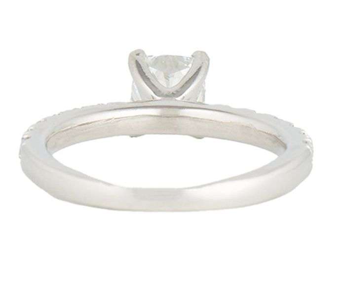 GIA Certified 1.64ctw Cushion and Round Diamond Straight Engagement Ring in Platinum
