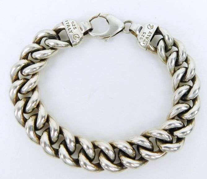 Chunky Italian Sterling Curb Link Bracelet, 8.5 Inches