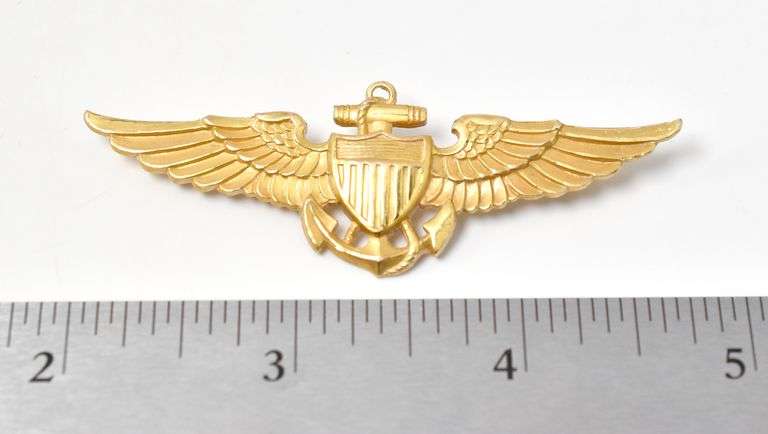 Winged Shield Brooch 14k Plated 9.3grams