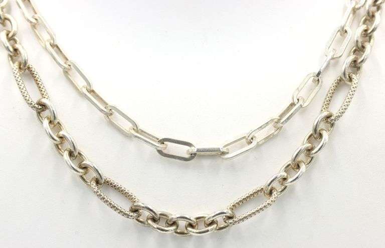 Group lot of 2 Vintage 925 sterling silver necklaces