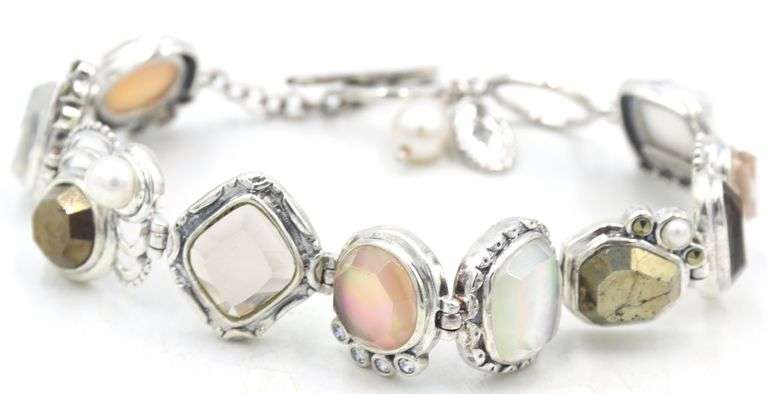 Vintage 925 sterling silver multi color crystal bracelet