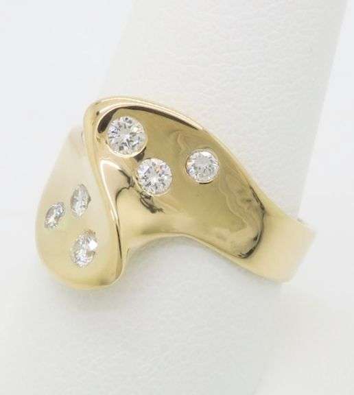 Yellow Gold Sculpted Diamond Cocktail Ring