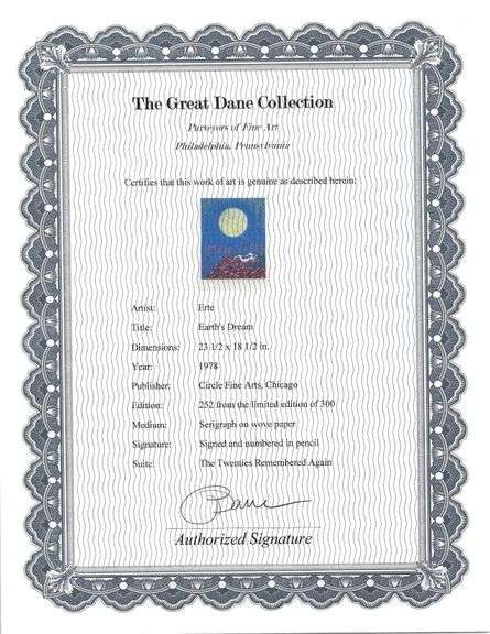 Erte Original Serigraph Signed from  "The Twenties Remembered"  Suite in Rare Silver Leaf Frame