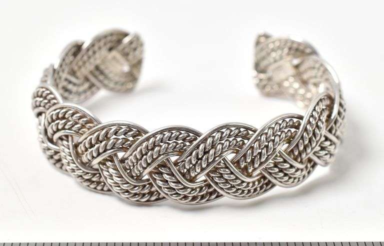 Braided Cuff Style Bracelet in Sterling Silver