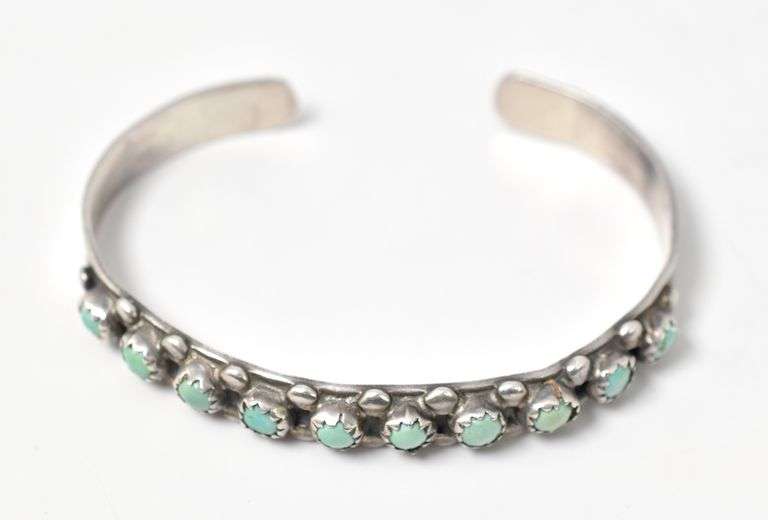 Turquoise Gemstone Cuff Bracelet in Sterling Silver