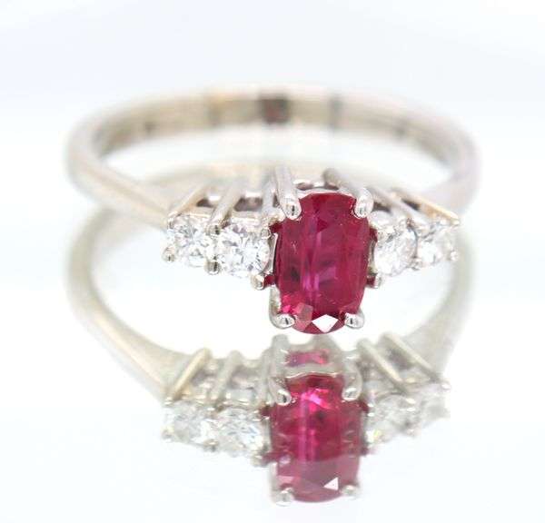 14kt White Gold Ruby and Diamond Cocktail Ring