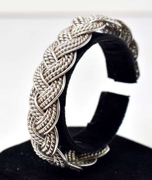 Braided Cuff Style Bracelet in Sterling Silver
