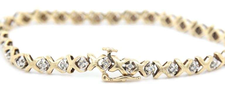 10kt Yellow gold diamond X link bracelet