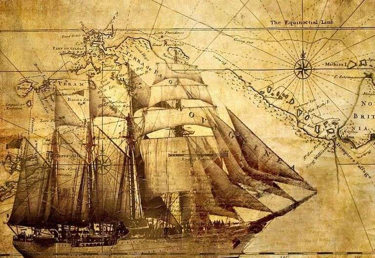 Old World Map Nautical Tapestry