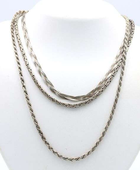 Group lot of 3 Vintage 925 sterling silver necklaces