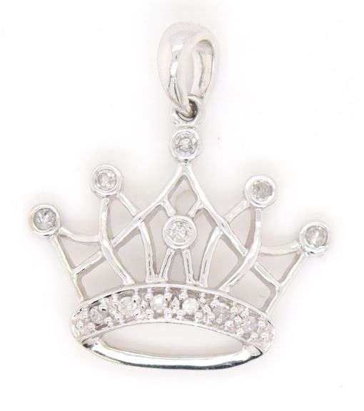 10kt White gold crown pendant