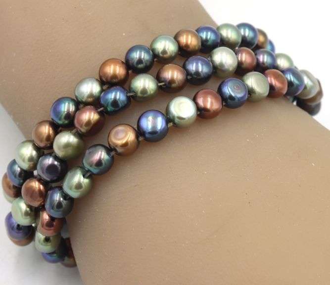 Lot of 3 Honora multi color pearl bracelets