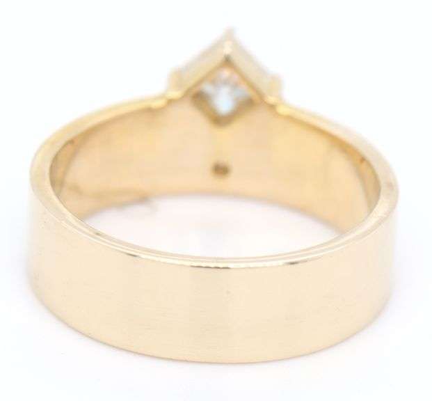 14kt Yellow gold princess cut and round Moissanite wide band