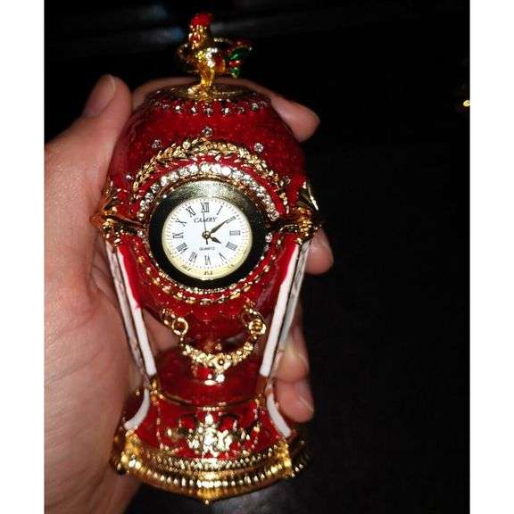Hand-Painted Trinket Box with Vintage Clock