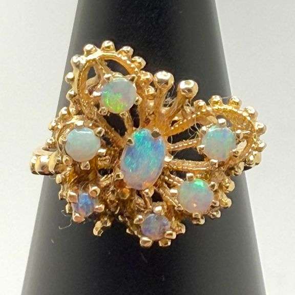 14kt Yellow Gold Opal Butterfly Ring