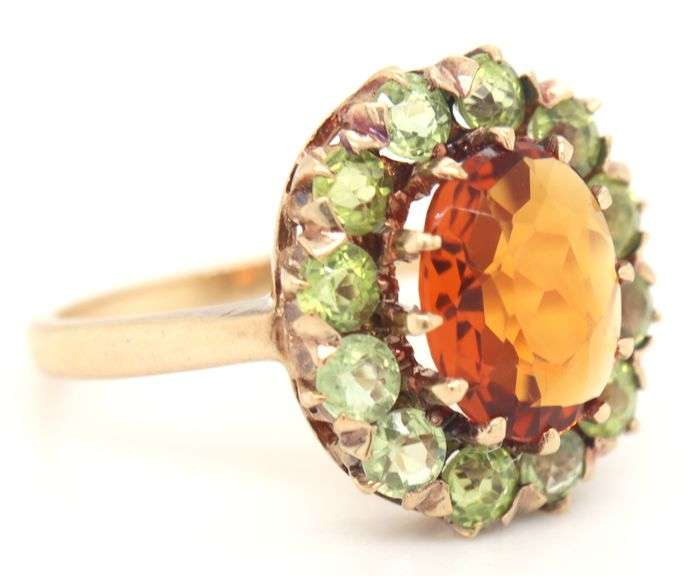 10kt Yellow gold citrine and peridot ring