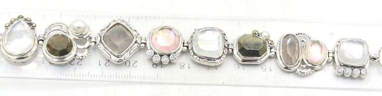 Vintage 925 sterling silver multi color crystal bracelet