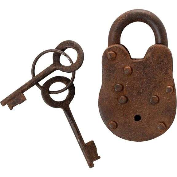 Antique Alcatraz Cast Iron Padlock with Keys