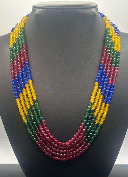 Beautiful 336.5 Ctw Natural Sapphire Ruby Emerald Blue Sapphire Necklace