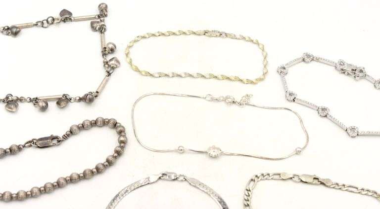 Group lot of 9 Vintage 925 sterling silver bracelets