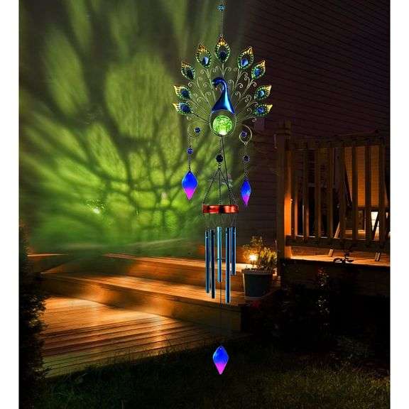 Large Solar Peacock Wind Chimes
