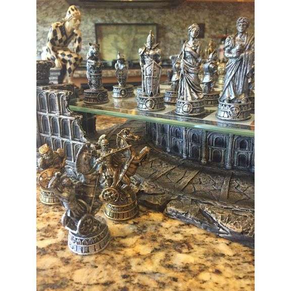 Roman Gladiators Coliseum Chess Set