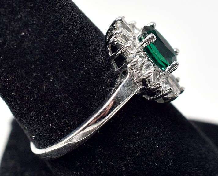 Sapphire and Zircon Gemstone Ring in Sterling Silver 3.7grams Size 8 3/4