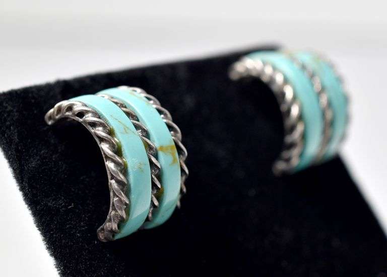 Turquoise Gemstone Earrings in Sterling Silver