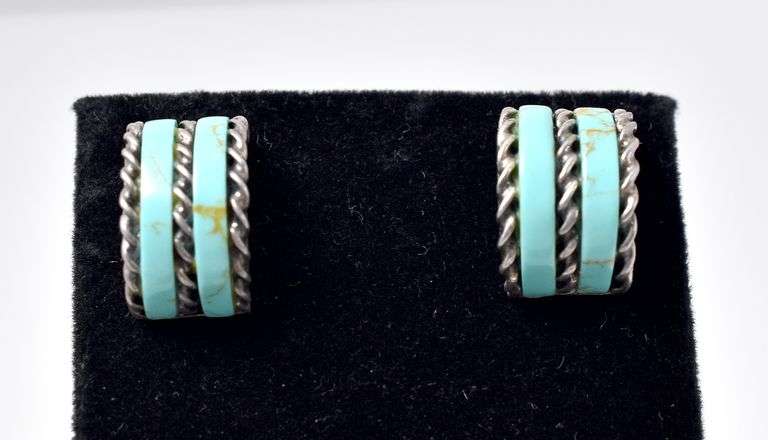 Turquoise Gemstone Earrings in Sterling Silver