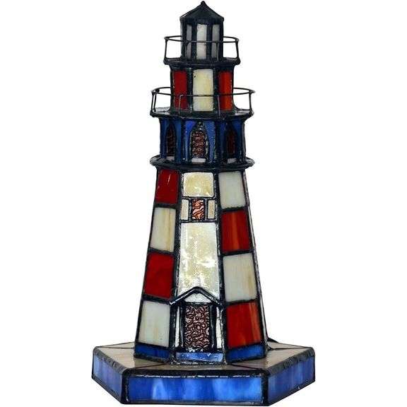 Lighthouse Tiffany-Style Stained Glass Lamp