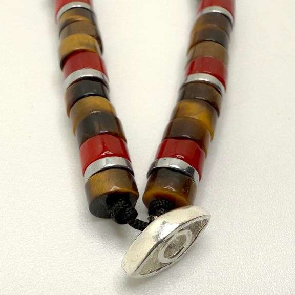 Hand made European gem stone silver braclet. Size 7"