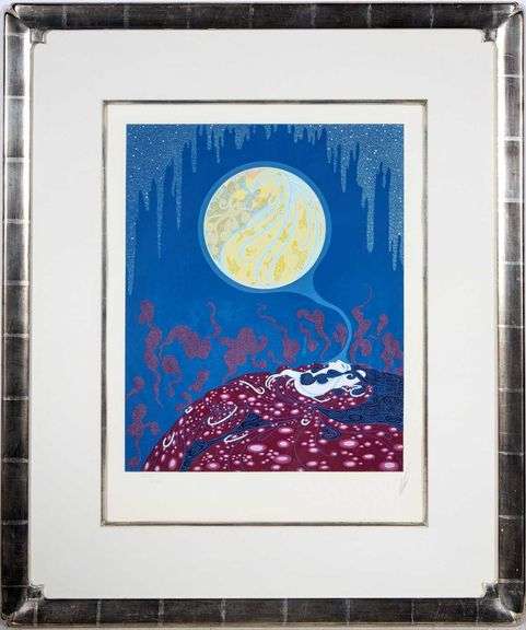Erte Original Serigraph Signed from  "The Twenties Remembered"  Suite in Rare Silver Leaf Frame