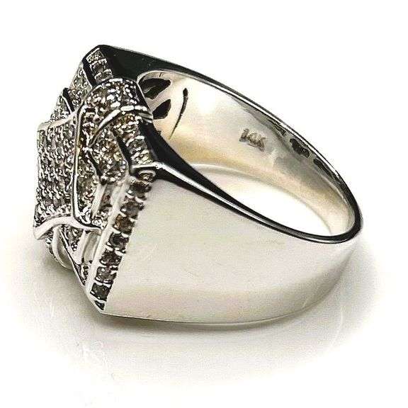 Men's 14 Kt White Gold Plated 5.75 Cttw Lab Simulated Diamond Ring