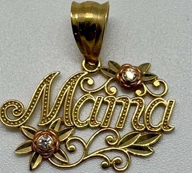 10K Two tone Gold "MAMA" Pendant